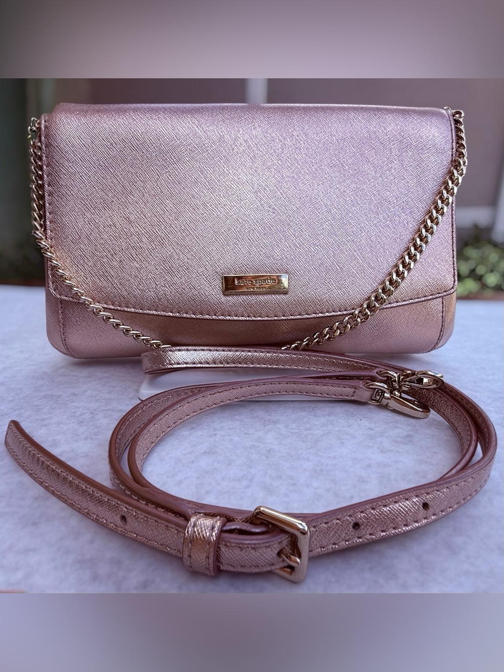 Kate Spade Laurel Way Greer Crossbody Bag - Metallic Rose Gold